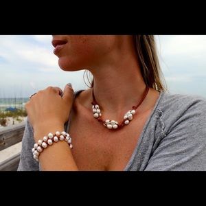 Freshwater Pearl/Leather Necklace or Bracelet